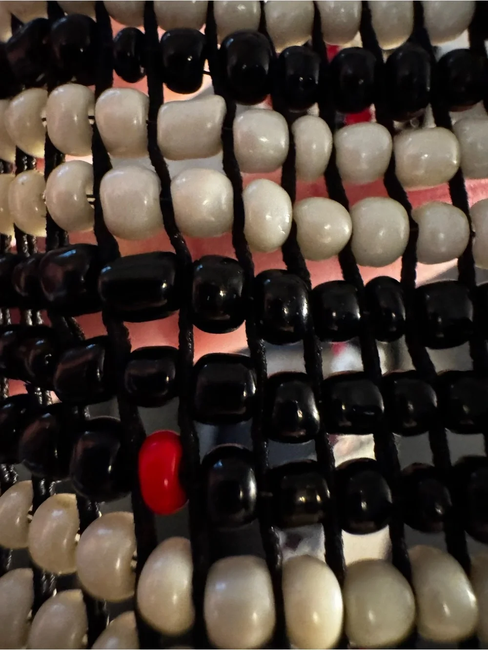 Anthropologie Black, Red & White Beaded Waist Belt